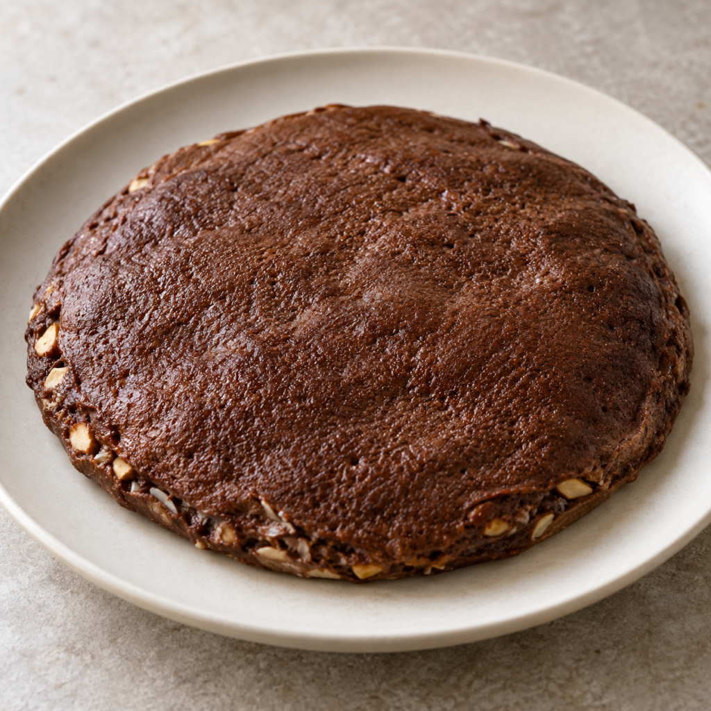 Omelette au cacao, aux amandes et à la noix de coco — Illustration générée par IA pour MyTrela. Suggestion de présentation.