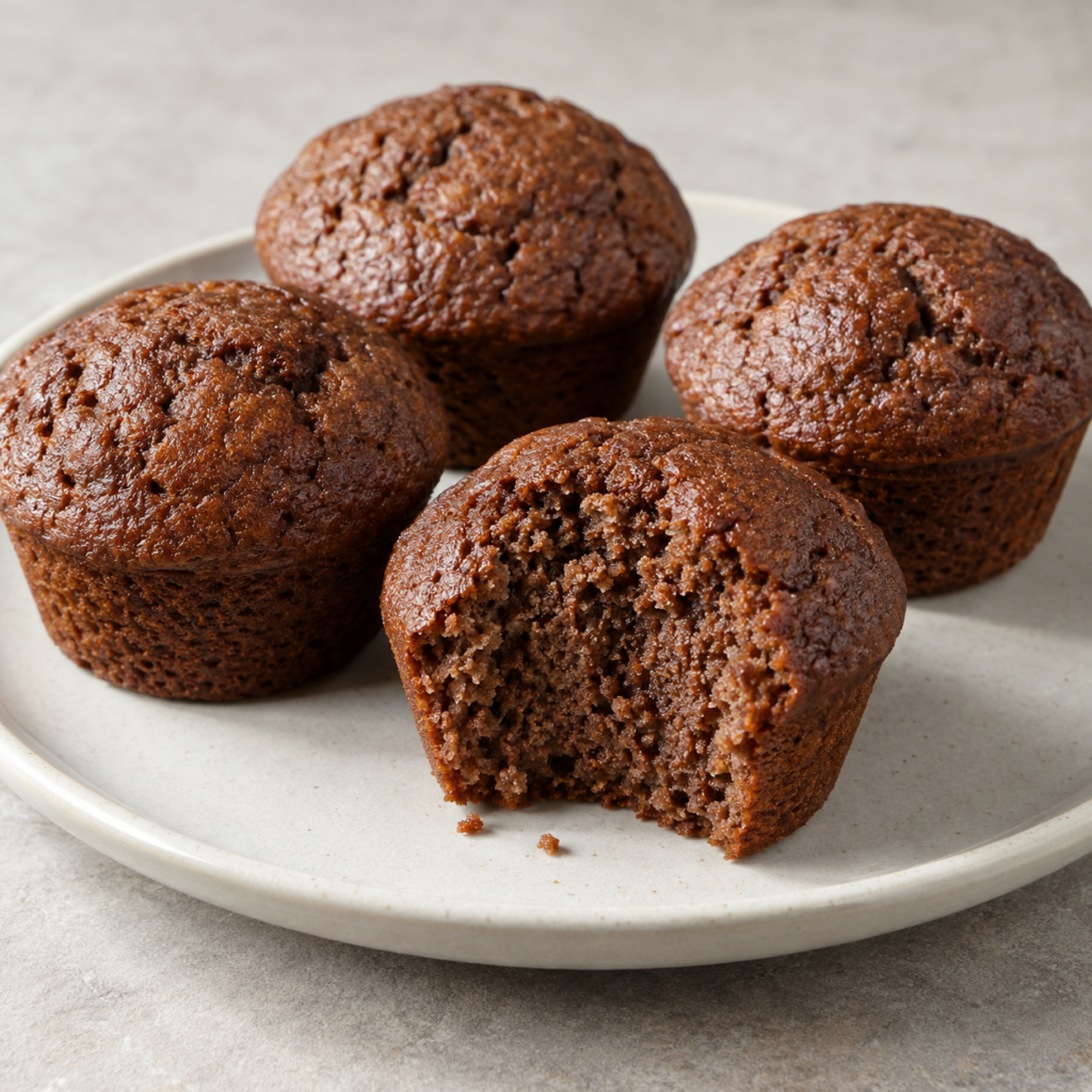 Muffins au cacao et à la farine de coco — Illustration générée par IA pour MyTrela. Suggestion de présentation.